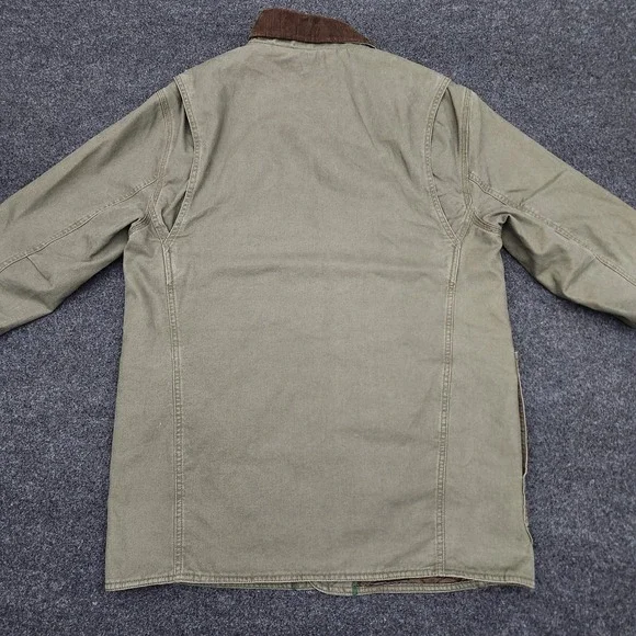 ORVIS Barn Jacket Chore Field Farm Green Canvas Quilted Lining Mens Medium
